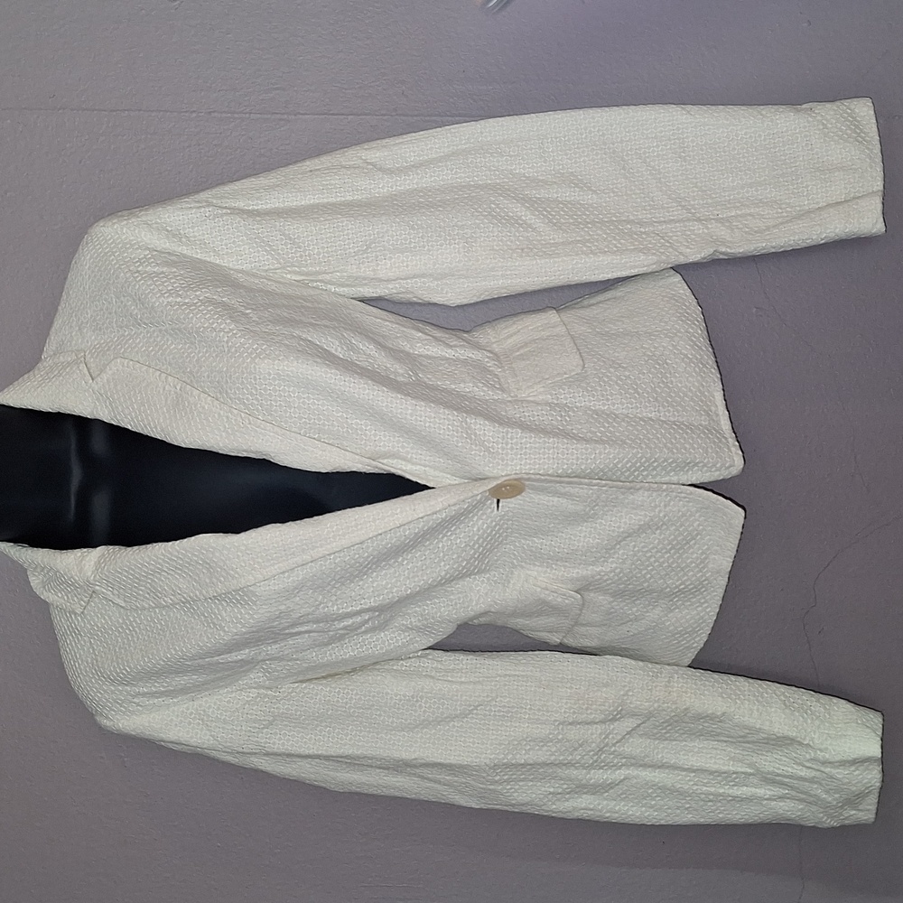 Calvin Klein Ivory Textured Single-Button Blazer